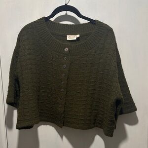 VRG GRL Hailey knit crop button down scoop neck sweater